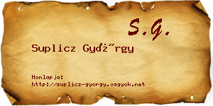 Suplicz György névjegykártya